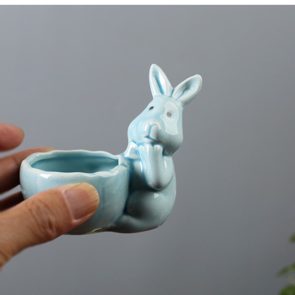 Holder Thumb Flower Pots Ceramic Rabbit Shape Egg Cup Party Decoration