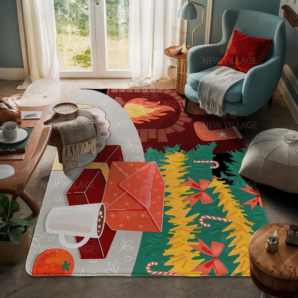 House Entrance Carpet Home Door Mat Living Room Bath Foot Bathroom Non-slip Water Absorption Rugs Bath Merry Christmas Winter