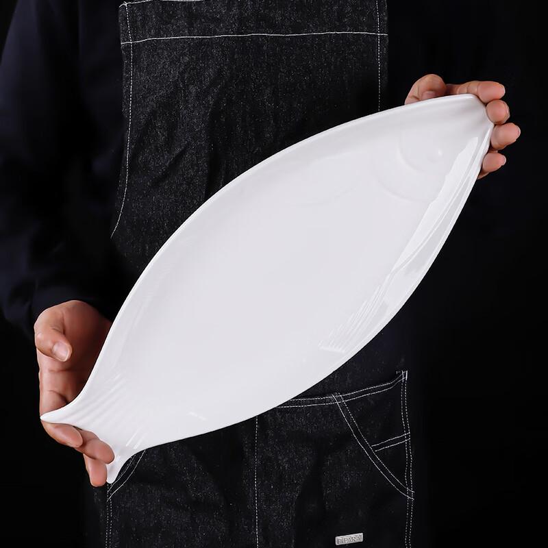 Creative Pure White Ceramic Oval Fish Plate