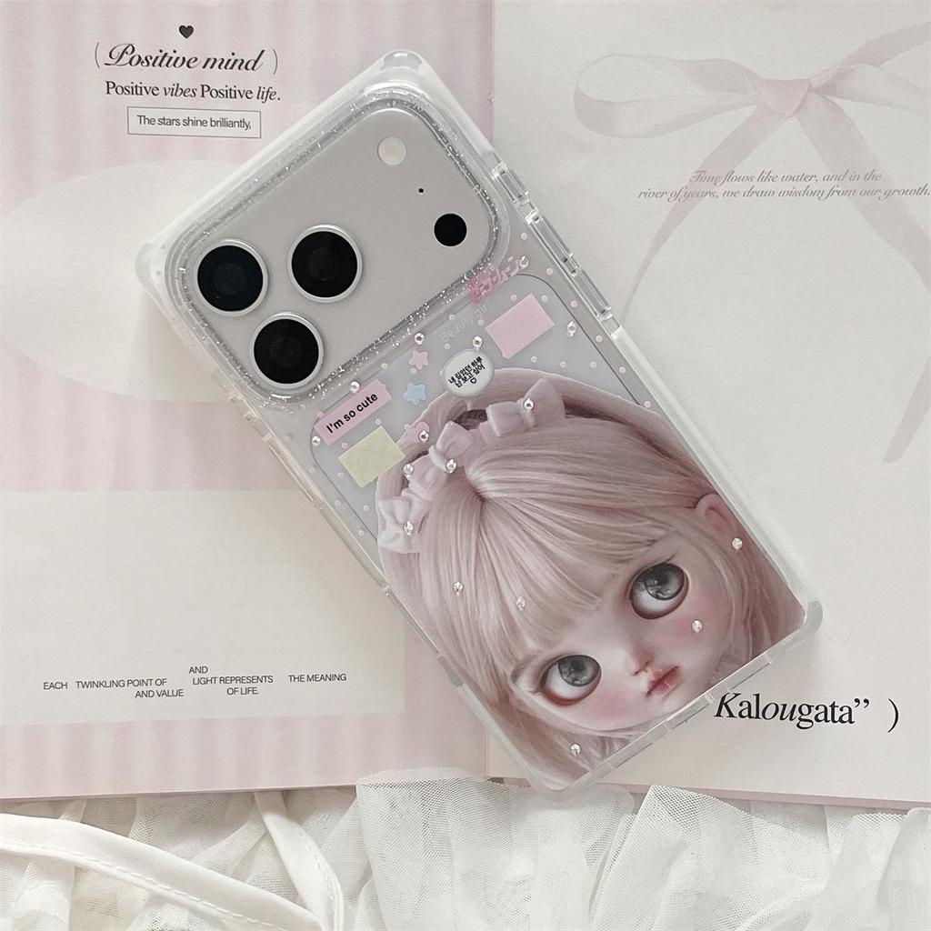 Anti-Fall Cartoon Rhinestone Phone Case for iPhone 15, 16, 17 Pro Max