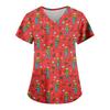 Women's Fashion Casual Christmas Print Pocket T-shirt Top