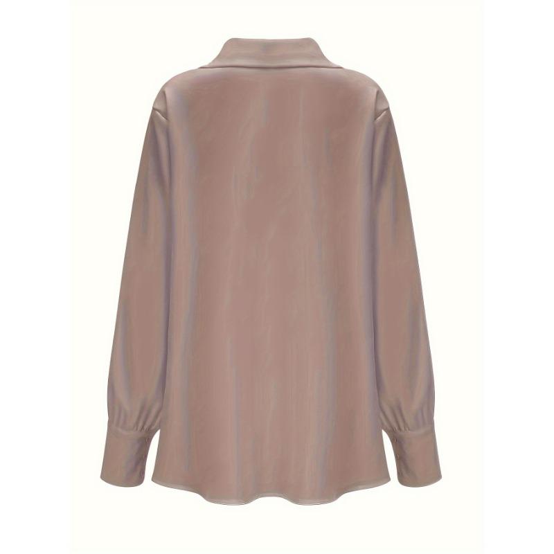 White temperament commuter long-sleeved shirt solid color simple swing collar ladies blouse CY0160