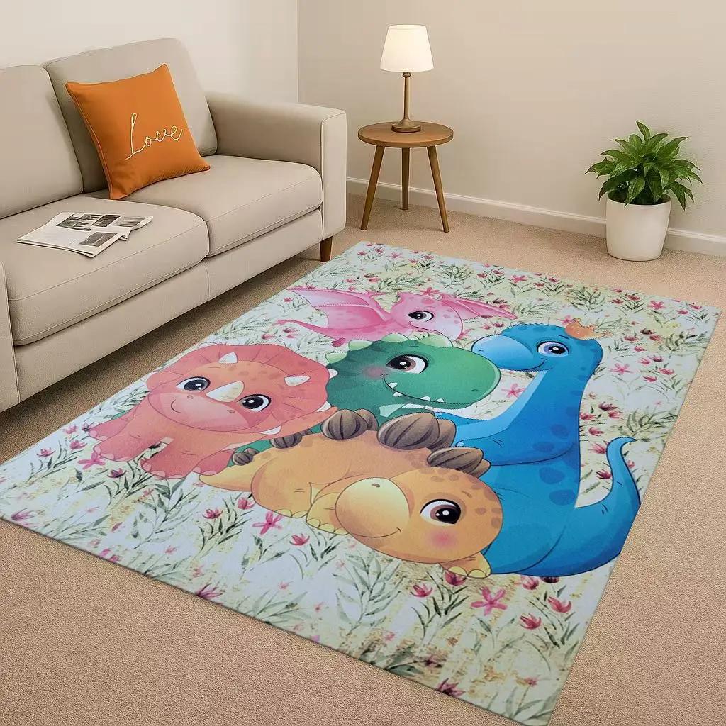 2026 New Space Dinosaur Cartoon Dino Art Living Room Non Slip Area Rug Carpet for Bedroom Kids Playroom Sofa,Home Decor Doormat