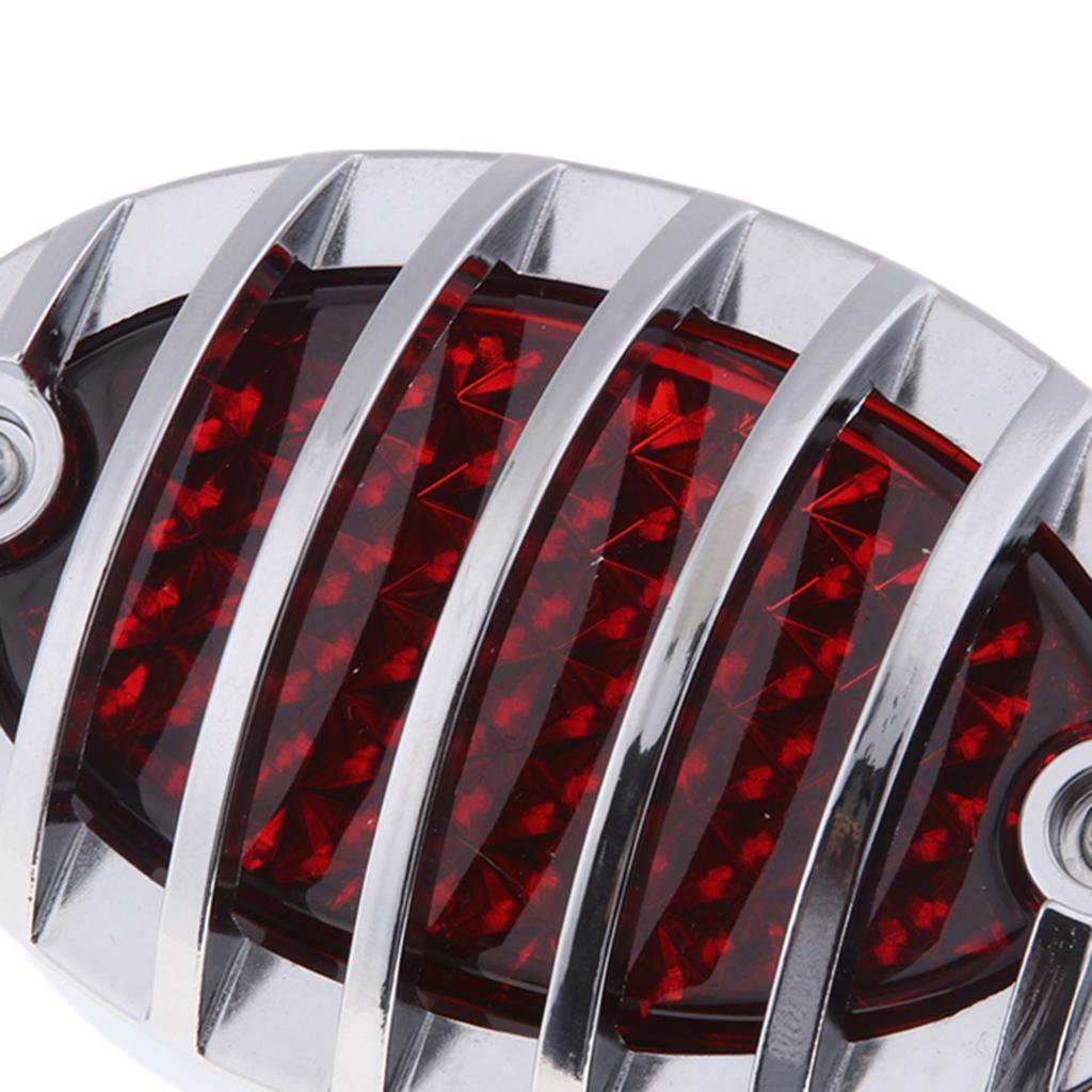 Motorcycle Tail Light Flush Mount LED Rear Stop Brake Lamp Vintage Grille Housing for Road Bike and Moped