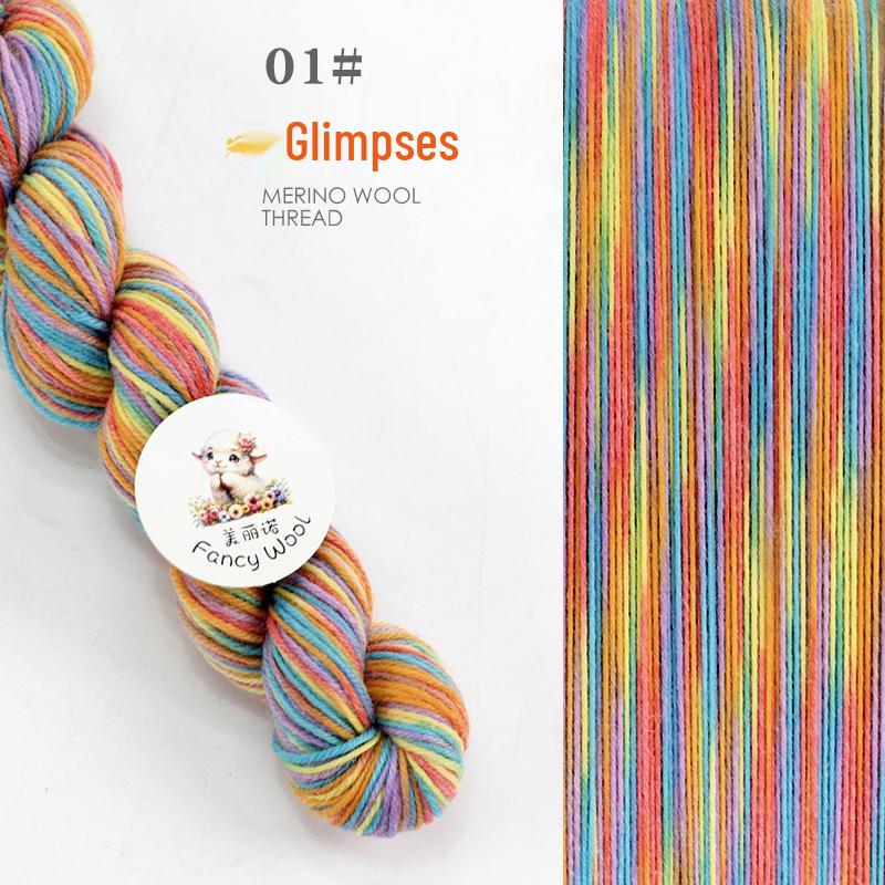 Hand-Dyed Variegated Wool Yarn: Ideal for DIY Knitting, Medium-Thickness Cotton, and Wool Blend for Hats and Scarves