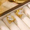 Niche Design Retro Brass Gold-plated Irregular Zircon Simple Luxurious Style Female Earrings