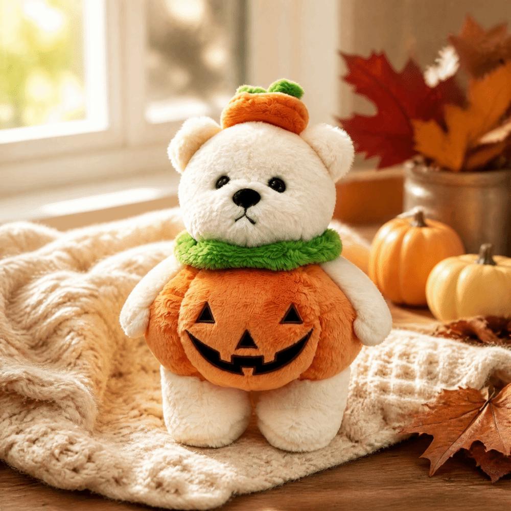 Super Soft Pumpkin Bear Plush Toy Pumpkin Fur Stuffed Animal Plush Pillow Plush Toy  Christmas