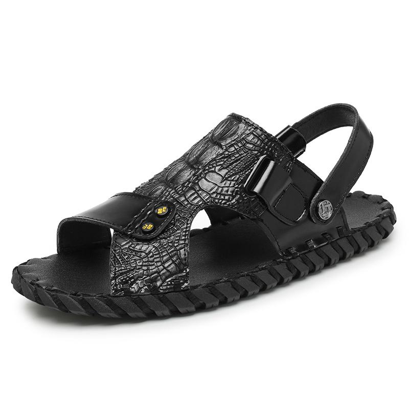 FashionSummer Sandals Men Leather Classic Roman Sandals New Slipper Outdoor Sneaker Beach Rubber Flip Flops Men Water Trekking Sandals
