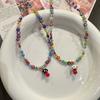 Colorful Glass Bead Necklace Featuring Mushroom Pendant and Floral Designs Decoration for Trendy Women Outfits