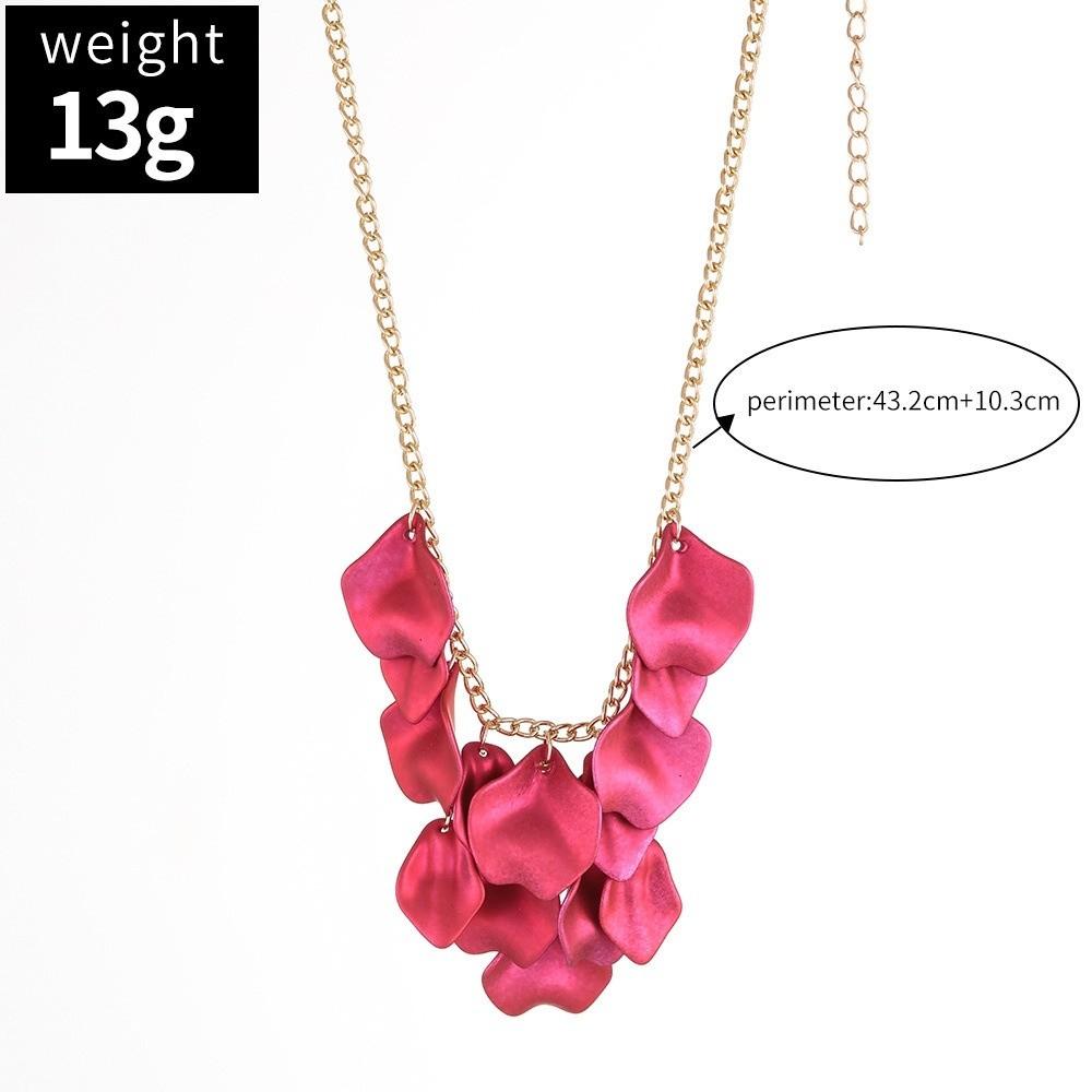 Fashion Colorful Petal Necklace Shimmer Irregular Fringe Pendant Necklaces Layered Sequin Sweater Chains Gifts