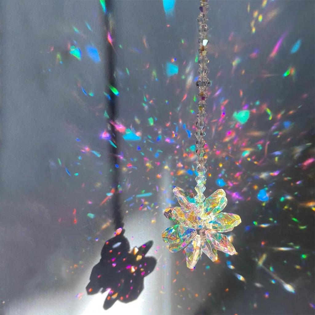 Rainbow Crystal Sun Catcher Pendant: Healing Wind Chime Ornament