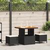 3-piece Garden Dining Set with Black Poly Rattan and Acacia Cushions 42007912