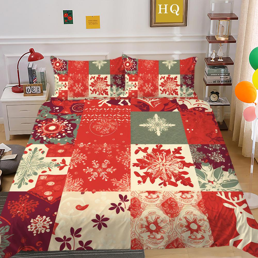 Microfiber Fabric Christmas Bedding Set Luxury HD Quilt Cover Pillowcase 2 or 3 AU/EU/DE/US Full Size Quick Drying Easy Cleaning Home Decoration