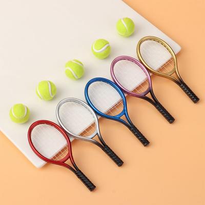 Zahradní dárek mini tenisová raketa a míček domeček pro panenky tenisová miniaturní tenisová raketa sportovní tenisový model