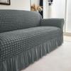 1Pc Seersucker Sofa Slipcover With Skirt Solid Color Bubble Gauze Sofa Couch Cover Dustproof Furniture Protector For Living Room