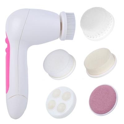 5 In 1 Multifunctional Electric Face Cleansing Instrument Pore Cleaner Brush Massager (Pink)