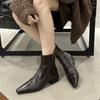 Pointed high-heeled Korean small ankle boots women's boots, new thick-heeled short boots in autumn and winter 2025, femininity, short tube is not tire