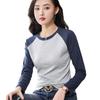 Autumn Women's Clashing Colour Round Neck Long Sleeve T-Shirt