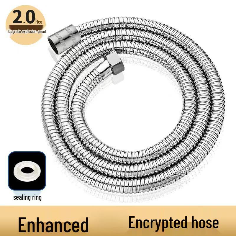Stainless Steel Universal Shower Head & Hose (1.5m/2m) for Hot and Cold Water, Compatible with Rain Showers and Heaters