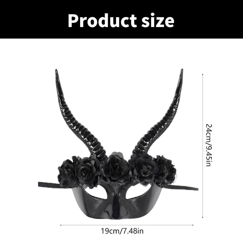 Halloweenská maska Maškarní maska Maska na půl obličeje Maska ďábla Maska pro Mardi Gras Maska pro karnevaly Strašidelná maska s rohy pro párty