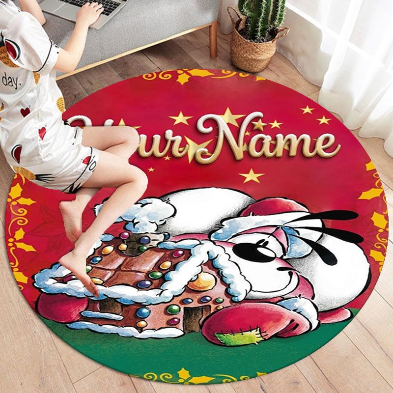 Diddl Custom Name Round Area Rug,Carpet Rug for Living Room Bedroom Sofa Playroom Decor,Non-slip Floor Mat