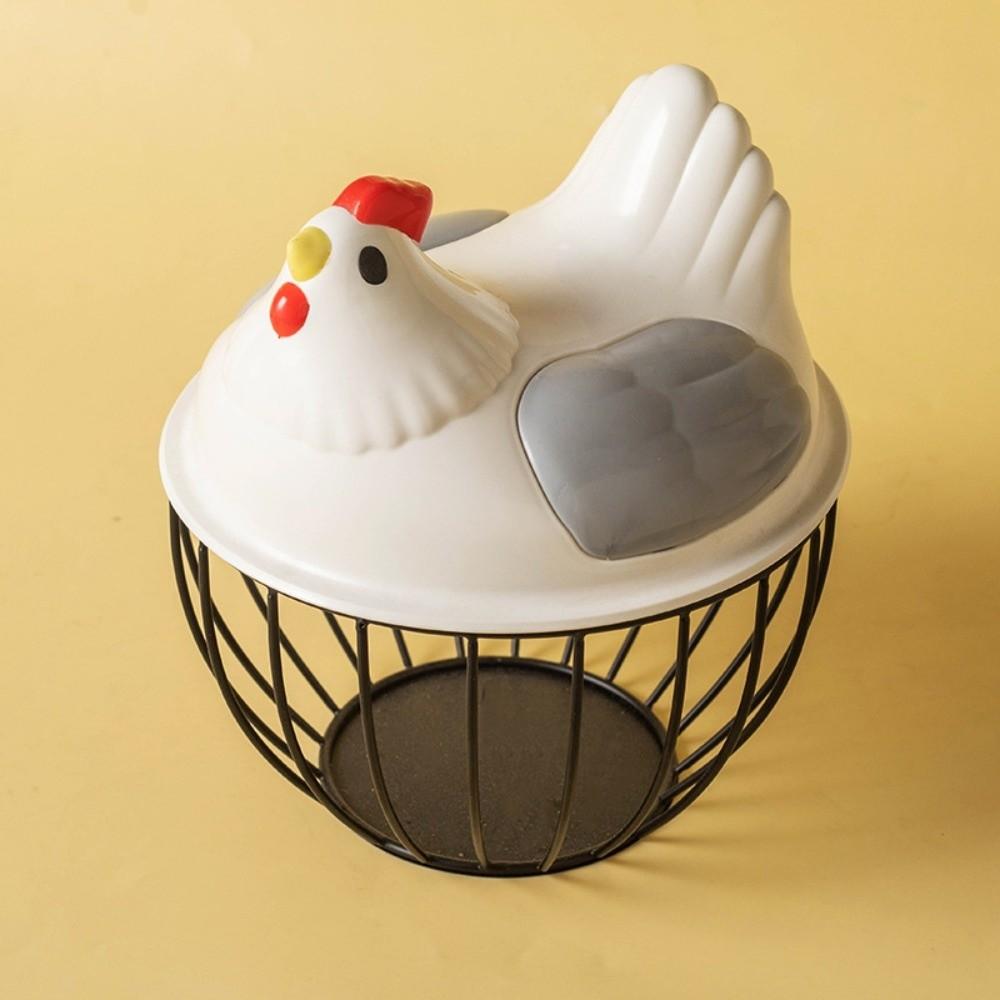 Rustic Egg Container Storage Hollow Iron Basket Hen Shape Egg Basket Kitchen Accessories