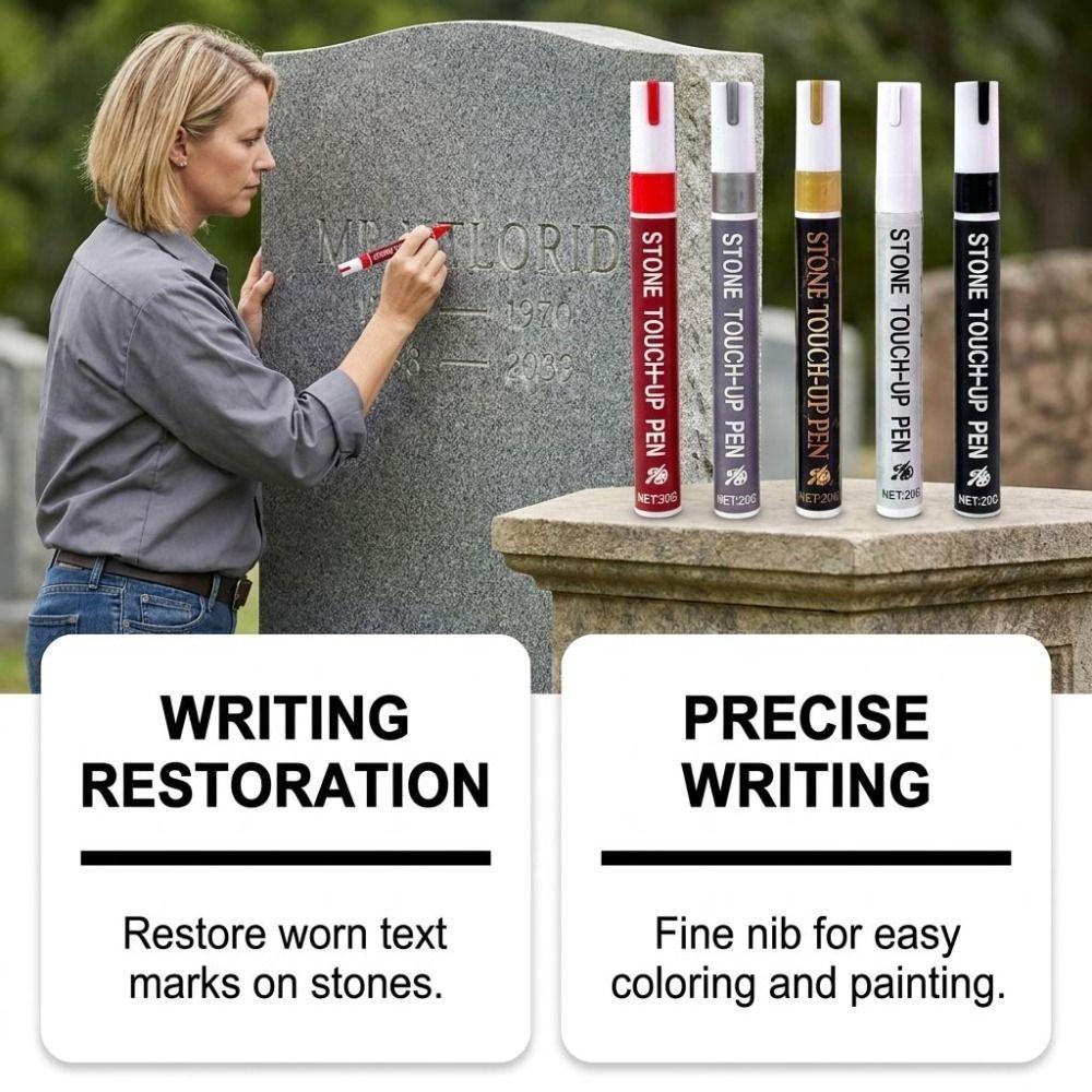3mm Tip Stone Repair Pen Waterproof Large Capacity Memorial Inscription Pen Permanent Granite Marker Pen Cemetery Maintenance
