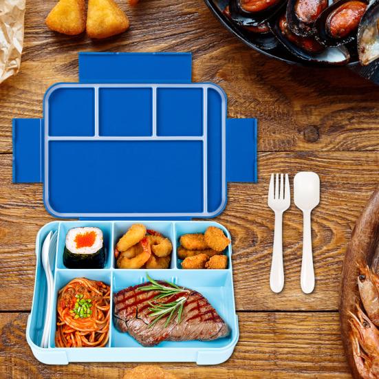 Yousheng Lunch Box with Fork Spoon Split Bento Box Leak-proof Food Container BPA-Free Meal Prep Container for School Office