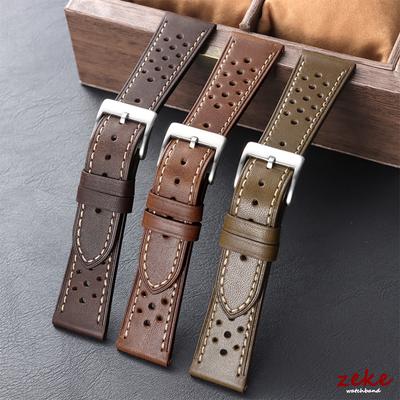 20mm 22mm 24mm Vintage Oberleder Rindsleder Armband für Herren Damen Universell Echtes Leder Uhrenarmband Braun Atmungsaktiv Sport Armband