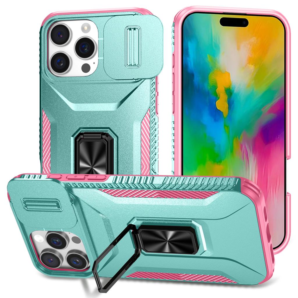 For iPhone 16 Pro Max Case Camshield Kickstand TPU+PC Phone Cover