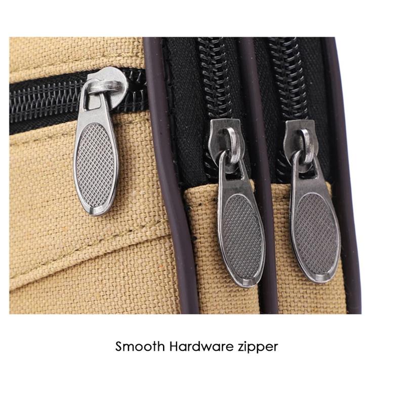 Wallet Purse Double Layer Men Phone Bag Belt Pouch Horizontal Mobile Phone Pouch Canvas Casual Men Waist Pack Outdoor Sports