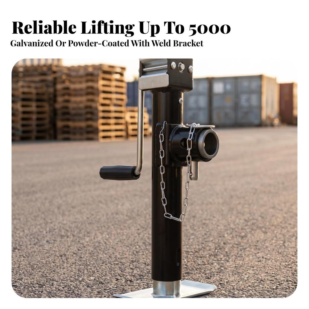 Resistant Trailer Jack Leg | Manual, with Foot Plate, Adjustable,