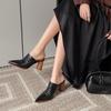 Fashion 2025 New Summer Women Mules Pointed Toe High Heel Shoes Genuine Leather Women Shoes Cover Toe Slingback Sandals Modern Slippers