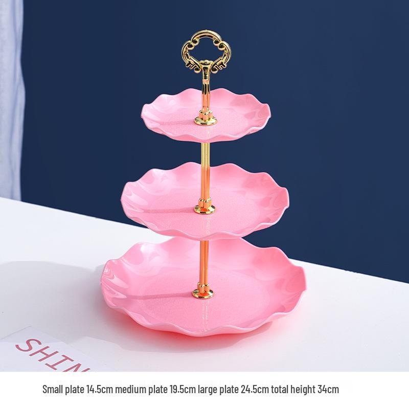 Luxusní vícepatrový stojan na ovoce a občerstvení: Třípatrový držák na dezerty a cukroví do obývacího pokoje