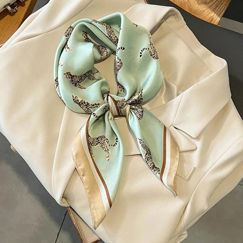 New Floral Print Shawl Design Silk Square Scarf Women Female Wrap Headkerchief Hijab Beach Stoles Hair Band Echarpe Bandana 2023