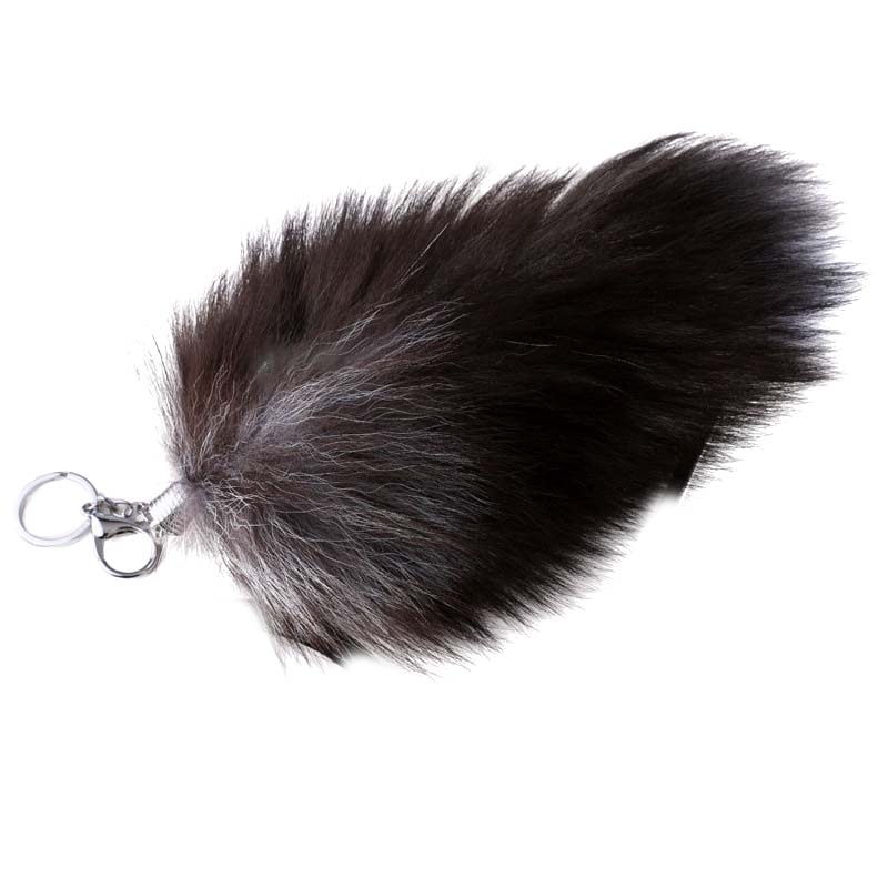 1Pc Bag Pendant Soft Keychain Large Key Ring Chain Fashion Fur Fox Tail Keyring 25CM