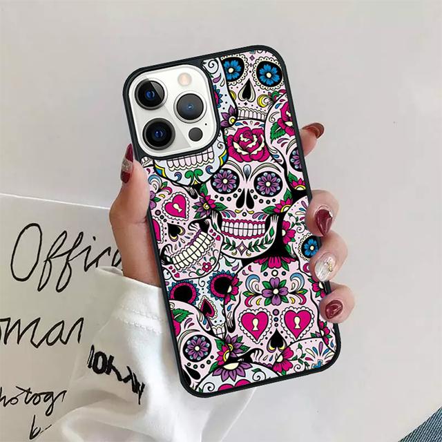 

Retro Pattern Flower Skull Coque Shell For iPhone 17 Air 15 16e 14 13 12 Pro Max 11 Pro Max Plus Phone Case Cover iPhone 14
