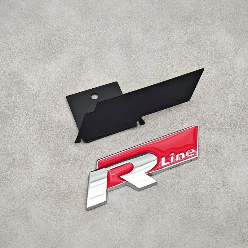 ASRHP1 3D Metal R Line R Logo Front Grill Emblem Car Rear Trunk Sticker For Volkswagen VW R Line Golf 4 5 6 7 Touran Polo Accessories