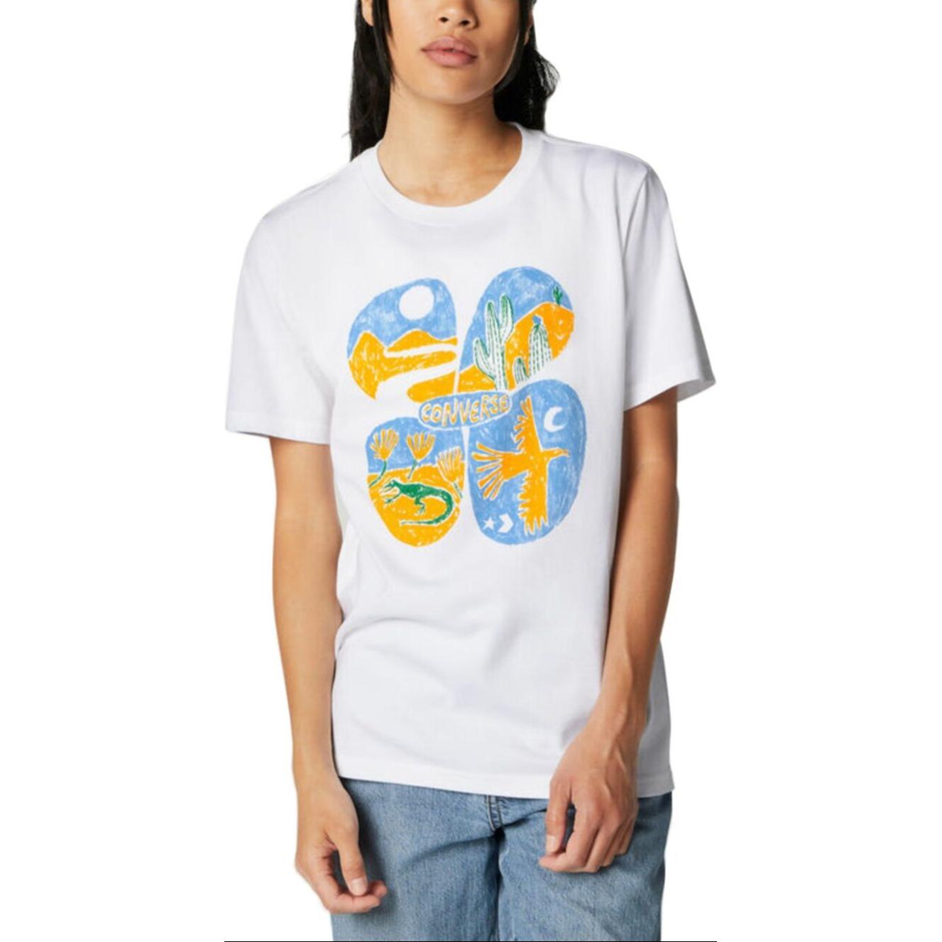 Converse T Shirts Women s White Crew Neck Moderate 10023731-A01 XL