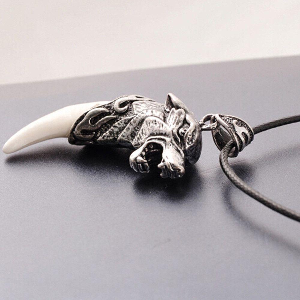 Punk Jewelry Amulet Necklace Spike Men Wolf Tooth