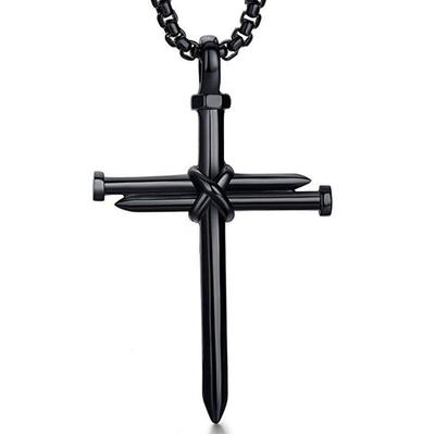 Titanium Steel Cross Pendant Men's Punk Necklace