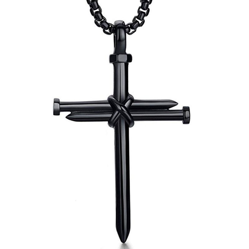 Titanium Steel Cross Pendant Men's Punk Necklace