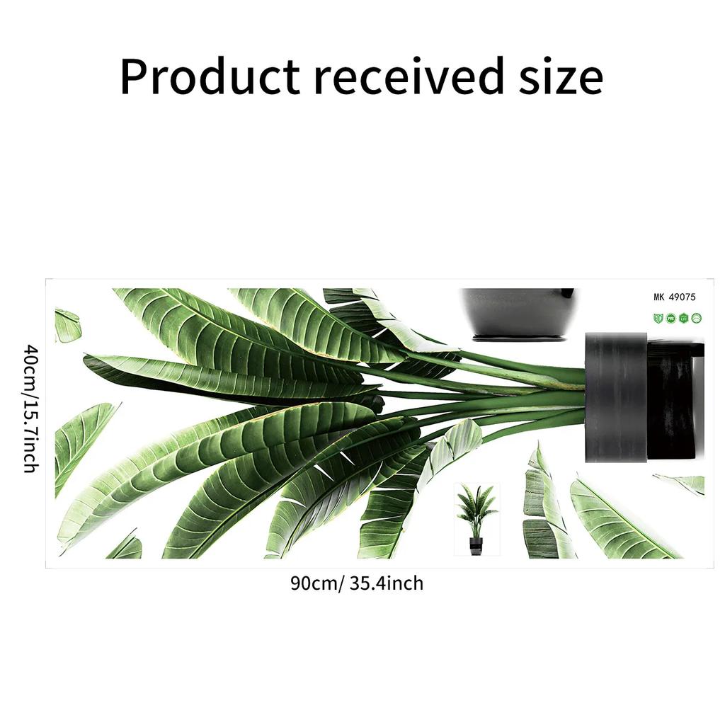 Waterproof Self-adhesive Green Plant Potted Wall Sticker Bedroom And Living Room Wall Decoration Stickers