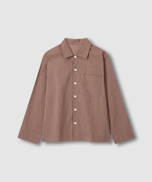 

[JAJU] Unisex 60-Count Cotton Long Sleeve Lounge Shirt [Shipped from Korea] 100% Authentic Dark Brown - XL