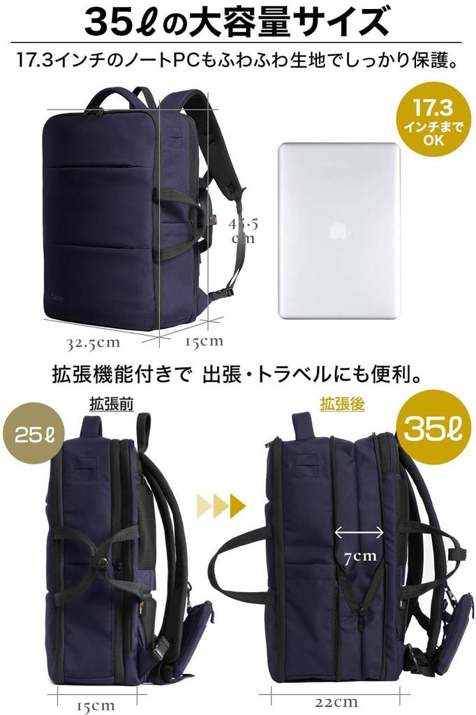 Evoon Backpack for 35L Large Capacity Business Backpack with Expandable USB Screen Multi-Business 4.0 Men, Storage, Water-Repellent Design, Port,