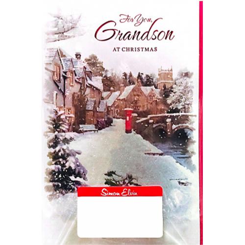 Simon Elvin For You Grandson Snow Christmas Card (Pack of 6)