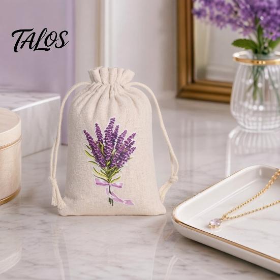 Sacos Decorativos de Sachê 2 Peças Sacos com Cordão, com Estampa Floral, Tecido de Poliéster e Algodão Respirável Malha Pequena Bolsas de Armazenamento Bolsas, Sachês Portáteis,