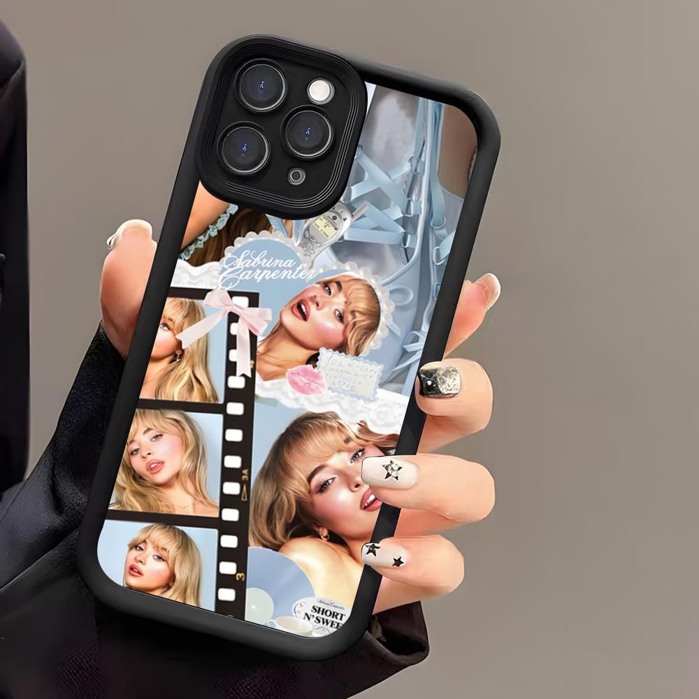 Please S-Sabrina C-Carpenter Phone Case For IPhone 17 Air 16 E 15 14 Plus 13 12 11 Pro Max Black Sky Eye Stepped Protective Case