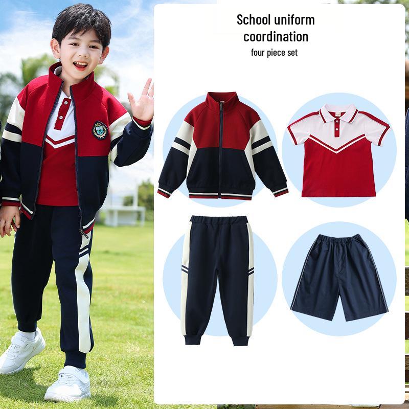 Herbst Kindergartenschule & Grundschule Rotes Uniformset für Sport und Aufführungen