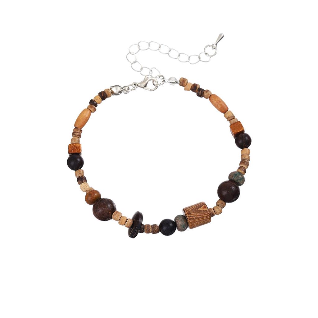 Irregular Retro Wooden Beaded Bracelet, Zen Ethnic Style, High-End Temperament Jewelry Women